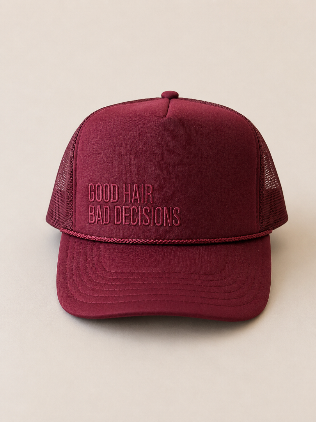 Good Hair Bad Decisions Trucker Hat