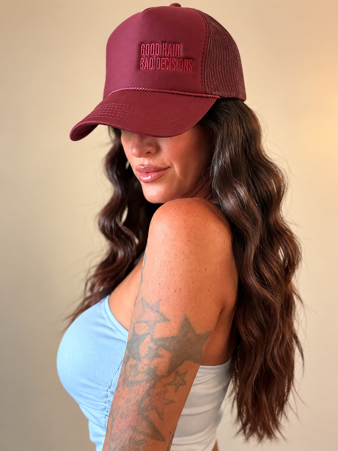 Good Hair Bad Decisions Trucker Hat